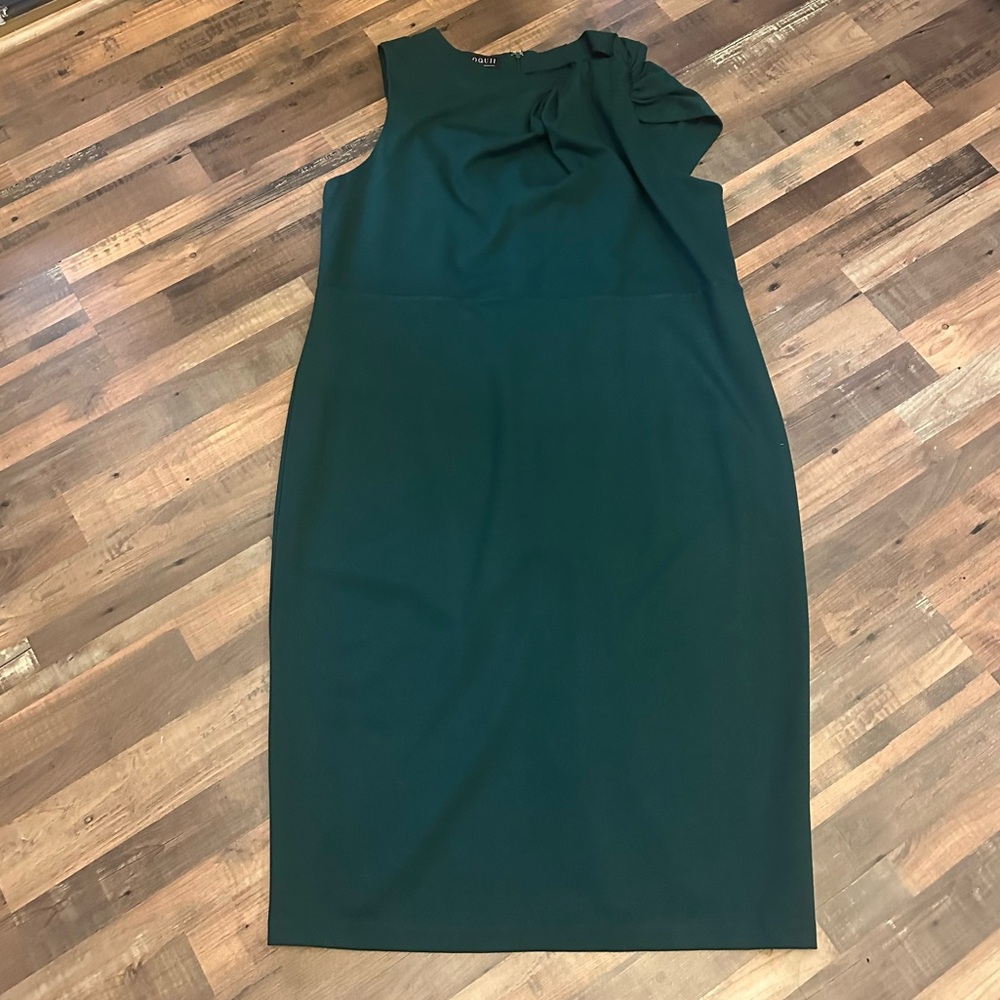 Women’s Eloquii Elegant Green Sleeveless Dress With Twisted Shoulder Detail